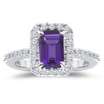0.40 Cts Diamond & 1.09 Cts Amethyst Ring in Platinum