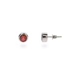 Eve's Addiction Ruby Red Cubic Zirconia Bezel Set Stud Earrings