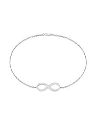 14K White Gold Infinity Bracelet with 7 Inch Cable Chain and Lobster Lock
