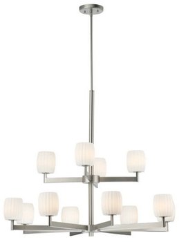 Forecast F1731-36 Allison - Twelve Light Chandelier, Satin Nickel, Etch White Opal