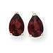 14k 9x6mm Pear Garnet Checker Earrings