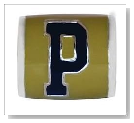 University of PITTSBURGH PITT Logo Gold color 925 Silver European College Charm Bead