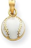 Baseball White Enamel Charm, 14K Yellow Gold