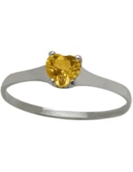 10 Karat White Gold Genuine Citrine Heart Solitaire Baby Ring
