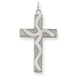 14k White Gold Laser Designed Cross Pendant