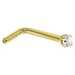 Solid 18KT Yellow Gold (April) 1.5mm Genuine Diamond L-Shaped Nose Ring - 18 Gauge