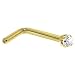 Solid 14KT Yellow Gold 2mm Genuine Diamond L-Shaped Nose Ring - 18 Gauge