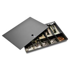 Money Tray, w/ Locking Cover, 16""x11""x2-1/4"", Black, Sold as 1 Each