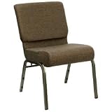 21'' Extra Wide Brown HERCULES™ Church Chair with 4'' Thick Seat - Goldvein Frame [FD-CH0221-4-GV-S0819-GG]