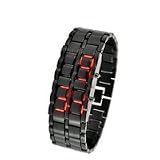 Montre &agrave; LED rouges Samurai Noir