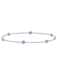 By The Yard 7 Inch Bracelet Tanzanite in 14K White Gold Total Weight 0.60 Carat