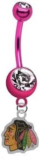 Chicago Blackhawks PREMIUM Pink Titanium Anodized Sexy Belly Navel Ring