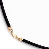 14k 4mm Yellow Clasp Black Rubber Cord Necklace - 18 Inch