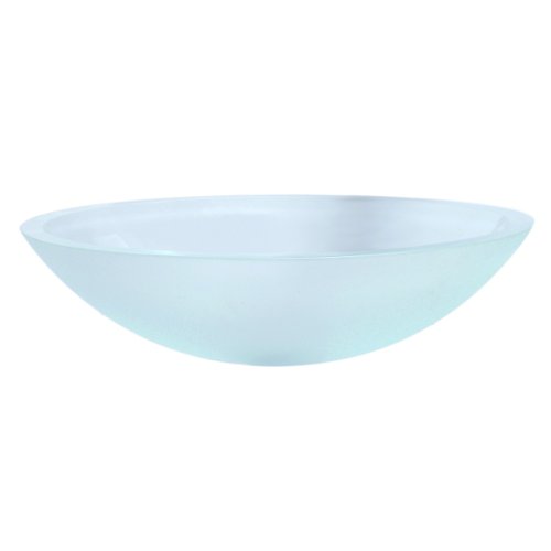 Decolav 1129T-FCR Translucence Oval Tempered Glass Vessel Sink, Frosted Crystal