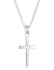 VINANI brand Germany 925 Sterling Silver Women Pendant Cross shiny with Pattern & Cable Link Chain Necklace AKL-T