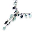 Sterling Silver Blue Crystal/Blue Cultured Pearl/Chalcedony Necklace - 16 Inch
