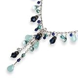 Sterling Silver Blue Crystal Blue Pearl Chalcedony Necklace - 16 Inch
