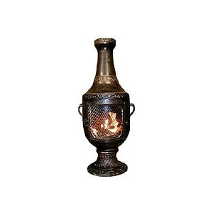 Blue Rooster - ALCH026GK-AG - Venetian Cast Aluminum Chiminea w Gas Kit - Antique Green -... by 