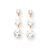 14k 3-Stone CZ Post Earrings