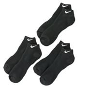 Nike Performance Moisture Wicking Men's Low Cut Socks, 3 Pair, Black, Shoe Size 8-12