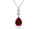 Pear Shaped Garnet & Diamond Pendant in White Gold