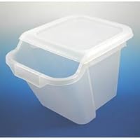 Covered Recycle Bin, Stackable Plastic, Set of 4 (Frosted Clear) (12H x12.25W x17.75D)