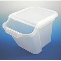 Covered Recycle Bin, Stackable Plastic, Set of 4 (Frosted Clear) (12"H x12.25"W x17.75"D)