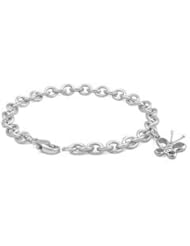 6 3/4 In Sterling Silver Diamond Butterfly Charm Bracelet For Girls