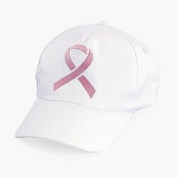 White  Pink Ribbon Cap - Breast Cancer Awareness 