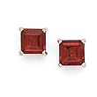 14k White Gold & Garnet Square Stud Earrings