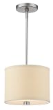 Forecast Lighting F1308-36 Embarcadero One-Light Pendant with Vanilla Fabric Shades and Etched White Glass, Satin Nickel