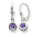 Sterling Silver 6mm Round Amethyst Leverback title=