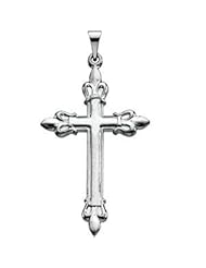 14k White Gold, 14k Yellow Gold, Sterling Silver or Platinum Fleur de Lis Cross Pendant