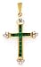 14k Gold, Diamond & Emerald Cross Pendant (0.65ctw)