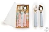 Golden Rabbit Pastel Pink Baby Flatware Spoon & Fork Set