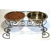 Spot Mediterranean Stainless Steel Double Diner Dog Dish