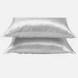 Satin Zippered Pillow Protector - Silky White - Standard Size