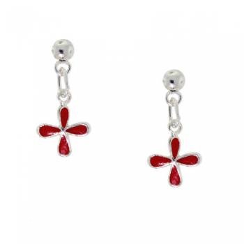 New Dangling Solid Silver Earrings Enamel Flower Child