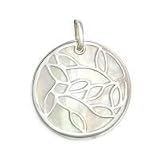 .925 Silver & Mother of Pearl Leaf Pendant
