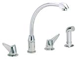 Elkay LKD2433 Double Lever Cast Spout Faucet with 8 Reach, Tubular Swing Spout with Aerator and ADA Compliant: Chrome: Wing Handles with Side Spray