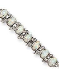 Sterling Silver Opal and Diamond Bracelet