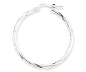 Jewelco London Rhodium Plated Silver 2mm Twist Hoop Earrings