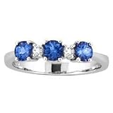 14k White Gold Round Tanzanite and Diamond Ring .85 TCW