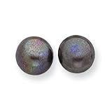 14k 11-12mm Black Button Cultured Pearl Stud Earrings - X110BB