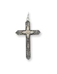 Sterling Silver Synthetic April Birthstone Cross Charm QC4331"