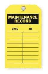 Industrial Grade 2RMU5 Inspection Tag, Maintenance Record, Pk 10