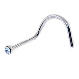 Light Blue Gem MICRO Nose Ring Twister