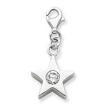 Sterling Silver April CZ Birthstone Star Charm QC4813"