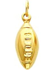 14K Yellow Gold 3D Football Charm Sports Pendant