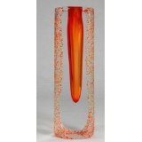 Handmade Glass Red Vase with Red Crystals 100% Hand Blown Art E55